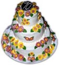 Dětské narozeninové dorty – dort třípatrový s kvítky d28